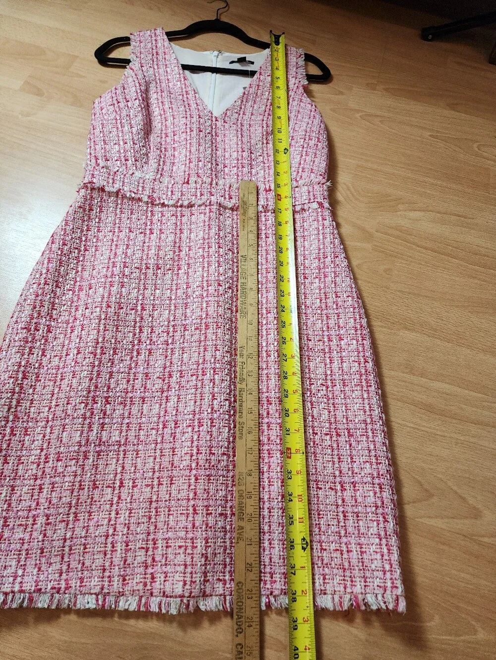 NWT J. Crew Pink Tweed Sleeveless V-neck Sheath Dress Women's Size 8 - Picture 10 of 16